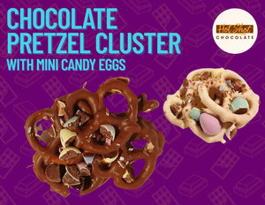 Mini Egg Chocolate Pretzel Cluster - Hot Shot Chocolate
